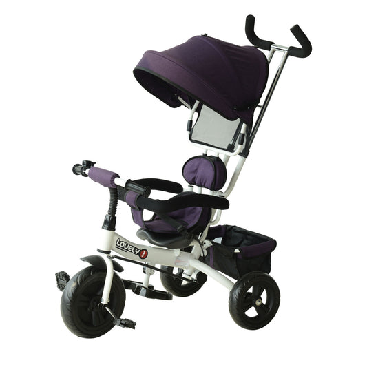 HOMCOM Kids Polyester Sun Canopy Ride-On Tricycle Baby Stroller w/ Handle Purple