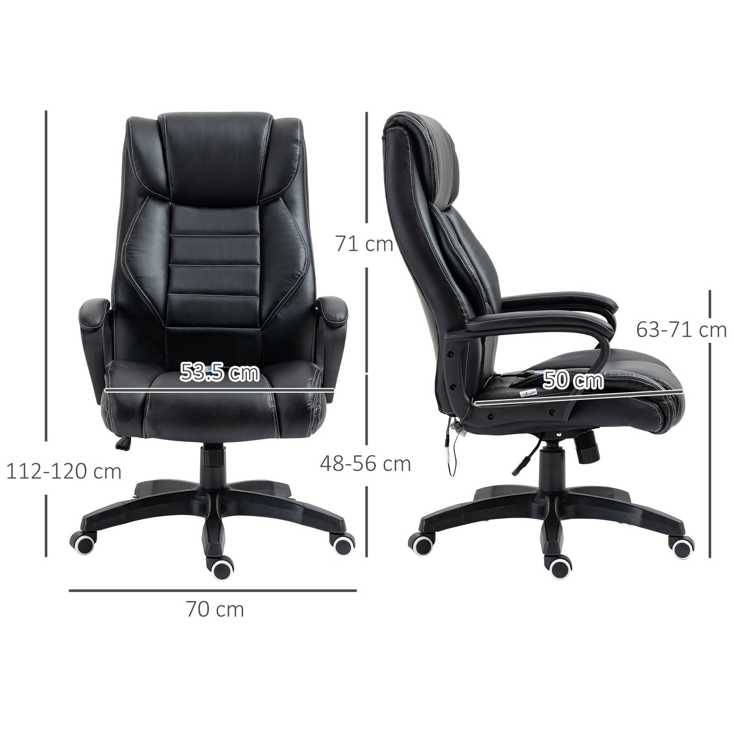 Vinsetto High Back Executive Office Chair 6- Point Vibration Massage Extra Padded Swivel Ergonomic Tilt Desk Seat, Black