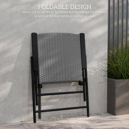 Outsunny Set of Four Folding Rattan Seat Chairs - Grey