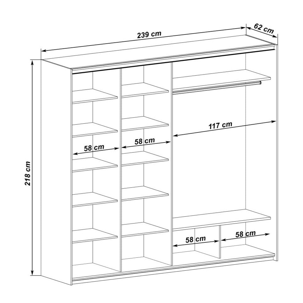 Diana IV Sliding Door Wardrobe 239cm