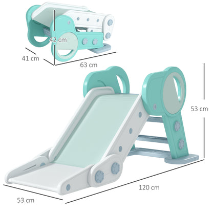 AIYAPLAY Foldable Kids Slide, Freestanding Baby Slide, for Ages 1.5-3 Years, Grey & Green