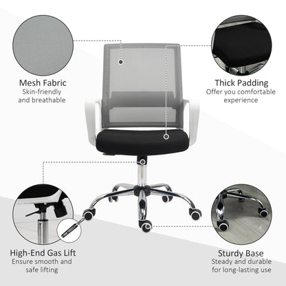 Vinsetto Ergonomic Desk Chair Mesh Office Chair with Adjustable Height Armrest and 360√Ç¬∞ Swivel Castor Wheels Black