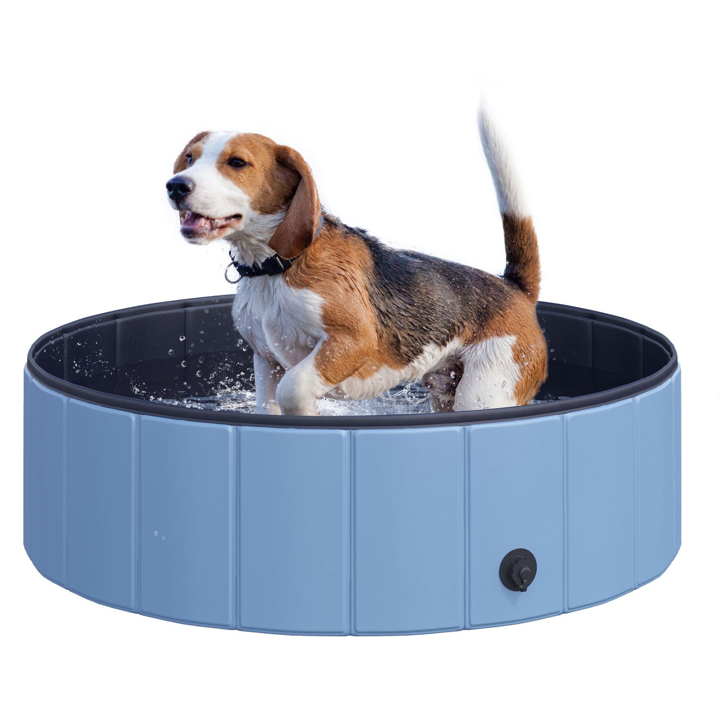 PawHut Foldable Dog Paddling Pool Pet Cat Swimming Pool Indoor/Outdoor Collapsible Summer Bathing Tub Shower Tub Puppy Washer (√é¬¶100 x 30H cm, Blue)