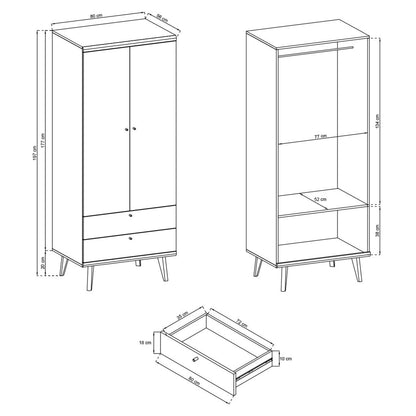 Primo Hinged Wardrobe 80cm