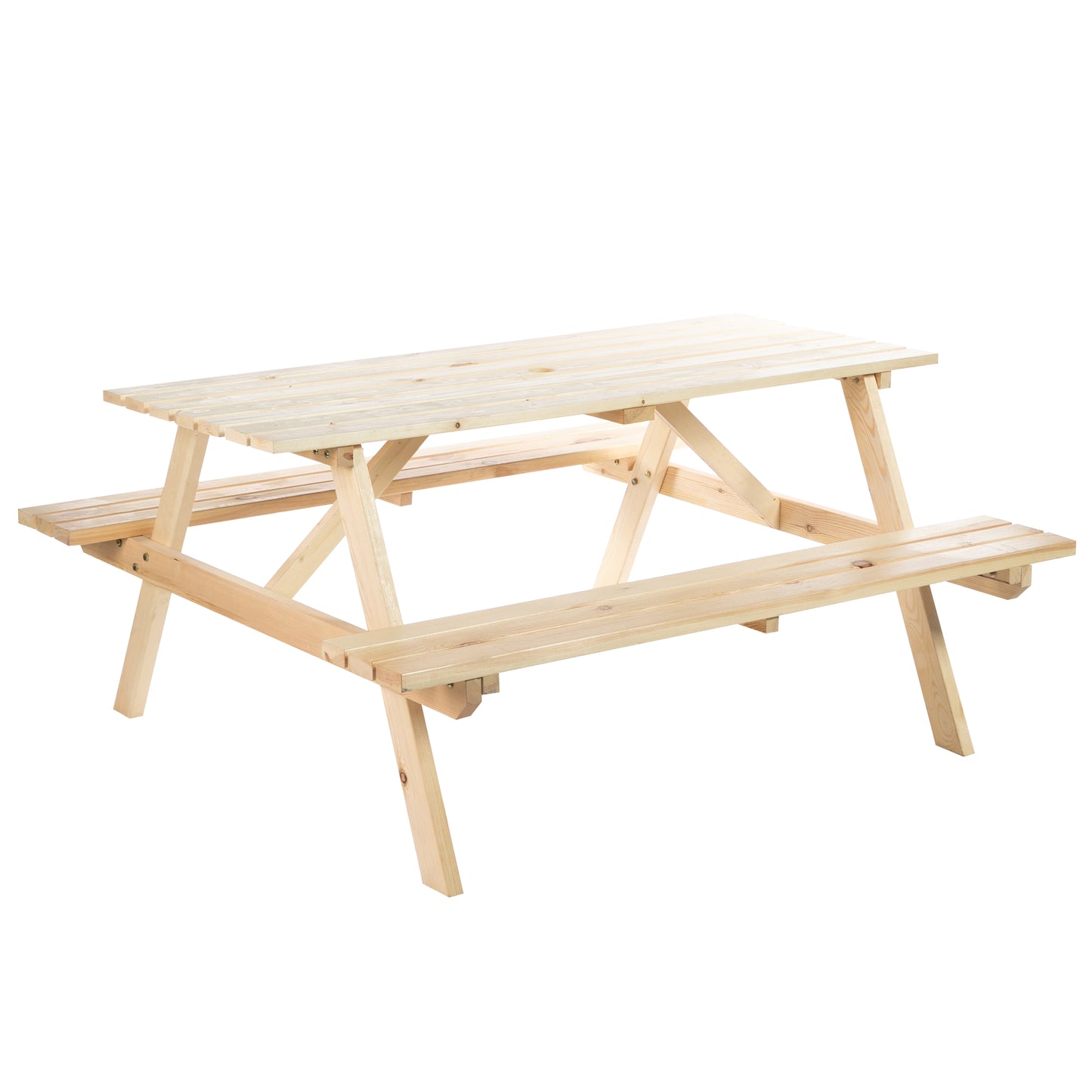 Outsunny 4 Seater Wooden Picnic Table Bench for Outdoor Garden or Patio with Parasol Cutout 150 cm