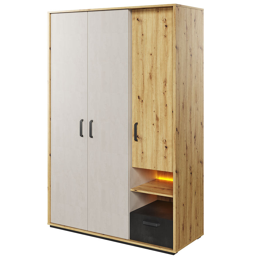 Qubic 02 Hinged Wardrobe 130cm with LED