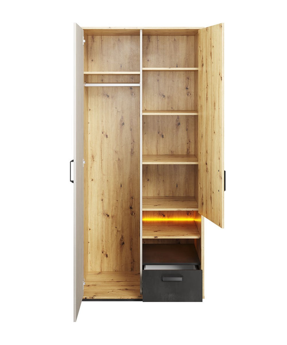 Qubic 03 Hinged Wardrobe 90cm with LED