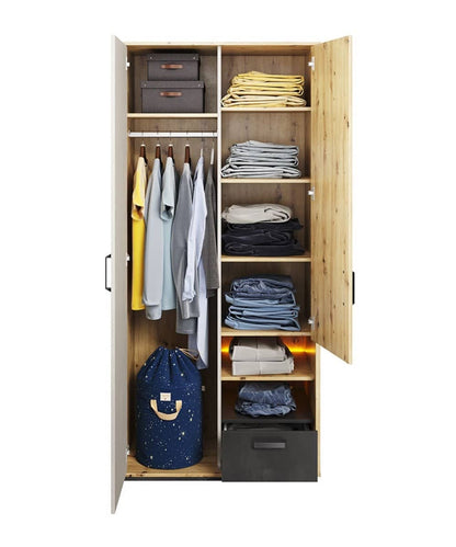 Qubic 03 Hinged Wardrobe 90cm with LED