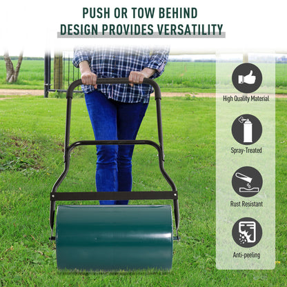 Outsunny 40L Lawn Roller Drum Scraper Bar Collapsible Handle Water or Sand Filled √é¬¶32cm Green