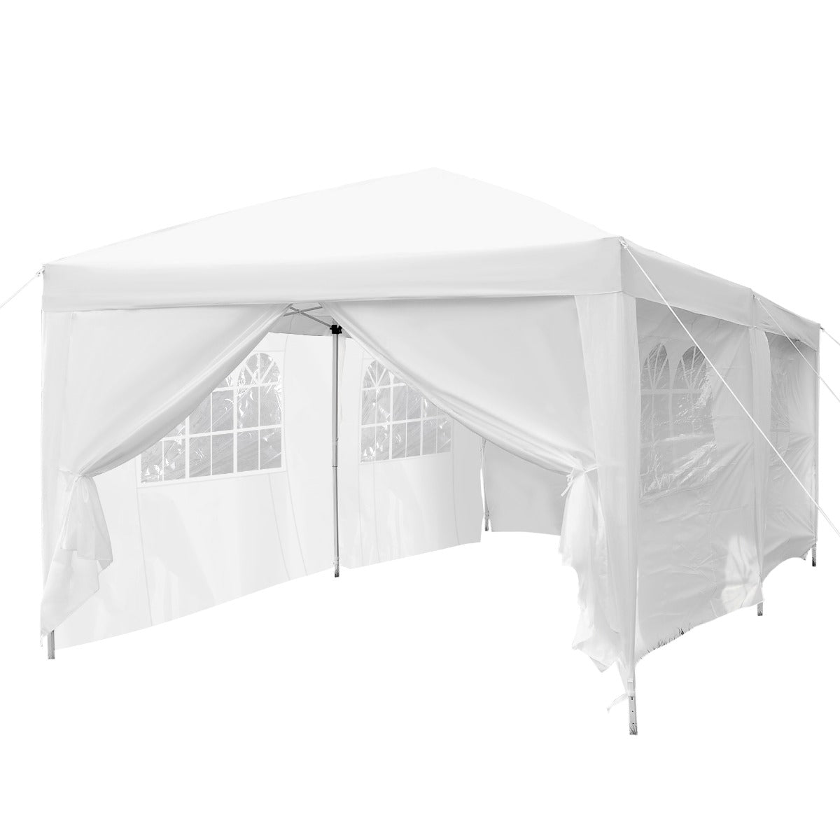 Outsunny 3 x 6 m Garden Pop Up Gazebo, Wedding Party Tent Marquee, Water Resistant Awning Canopy with Sidewalls, Windows, Carry Bag, White