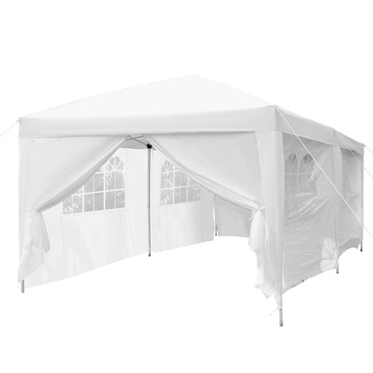 Outsunny 3 x 6 m Garden Pop Up Gazebo, Wedding Party Tent Marquee, Water Resistant Awning Canopy with Sidewalls, Windows, Carry Bag, White