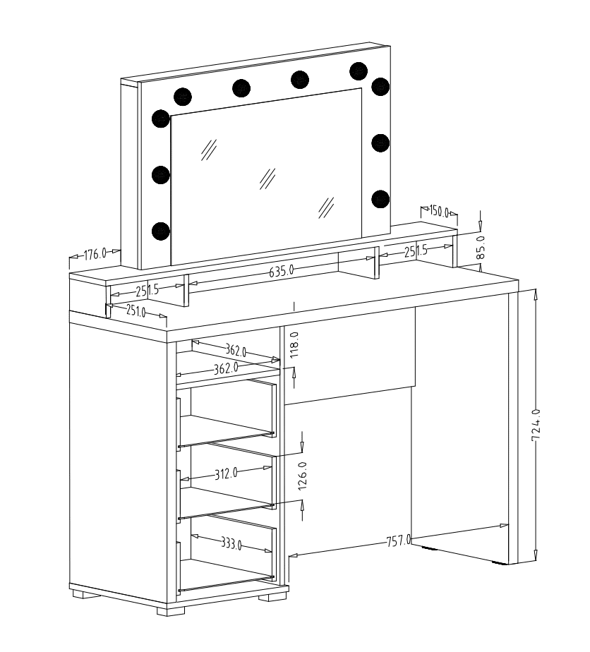 Diva 49 Dressing Table 120cm