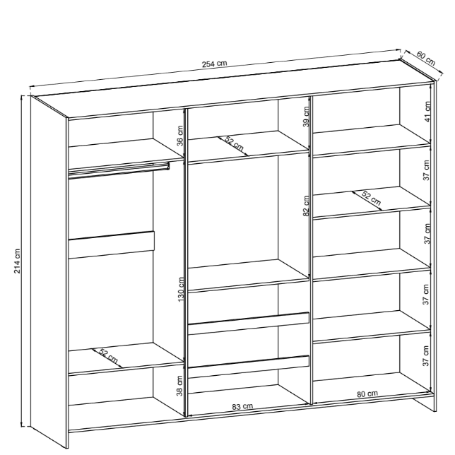 TV Sliding Door Wardrobe 254cm