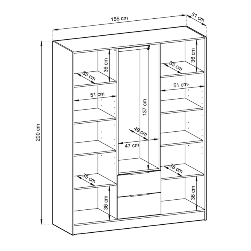 Nelly Hinged Door Wardrobe 155cm