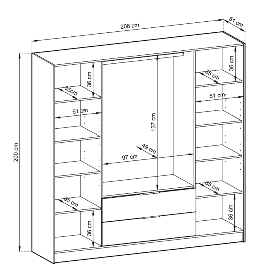 Nelly Hinged Door Wardrobe 206cm