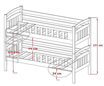 Wooden Bunk Bed Sebus with Storage