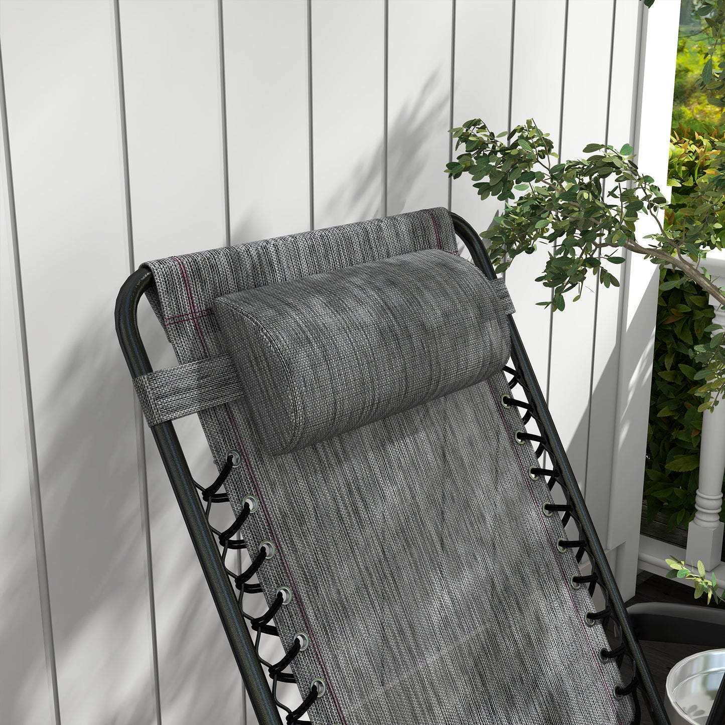 Outsunny Garden Rocking Chair Folding Outdoor Adjustable Rocker Zero-Gravity Seat with Headrest Camping Fishing Patio Deck, 90 x 64 x 110 cm - Grey