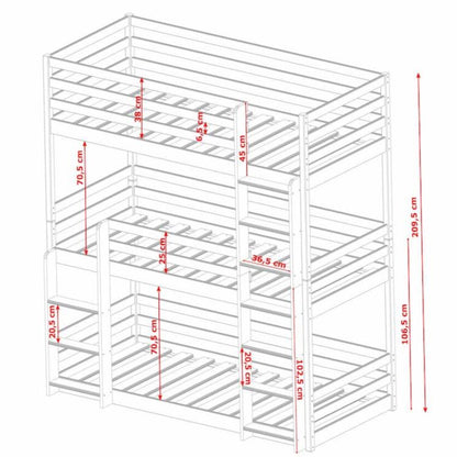 Wooden Triple Bunk Bed Ted