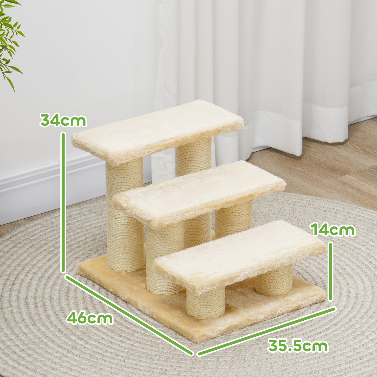 PawHut Pet Stairs 3-step Pet Ladder Cat dog Stairs Climb Ladder Cat Tree