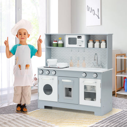 Wooden Pretend Kitchen Toys for Kids with Accessories