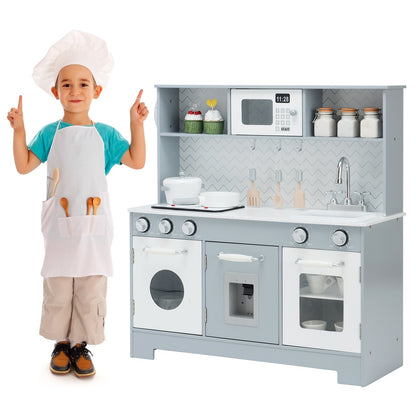 Wooden Pretend Kitchen Toys for Kids with Accessories