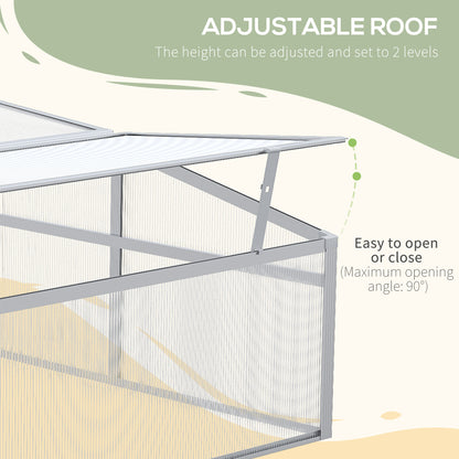 Outsunny Cold Frame, Outdoor Greenhouse, Polycarbonate Grow House Flower Vegetable Plants Raised Bed Garden Allotment Protector Aluminium Frame 100 x 100 x 48 cm