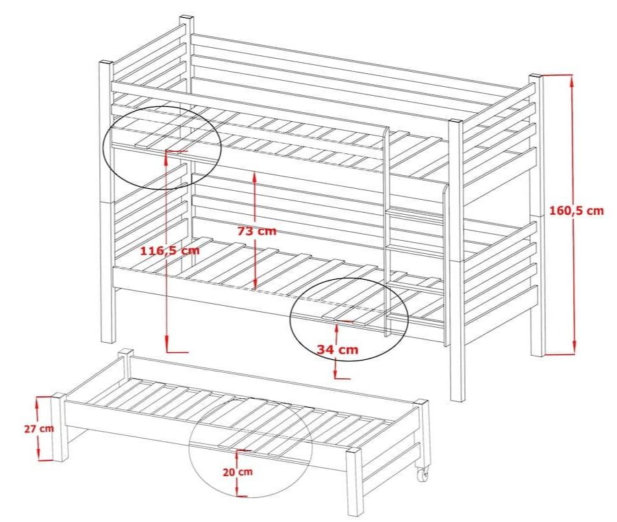 Tomi Bunk Bed with Trundle and Storage