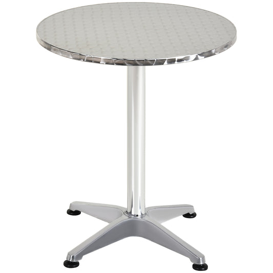 HOMCOM Aluminum Bistro Bar Table Round Tabletop Dining Wine Pub Stainless Steel 2 Height Settings 70cm/110cm