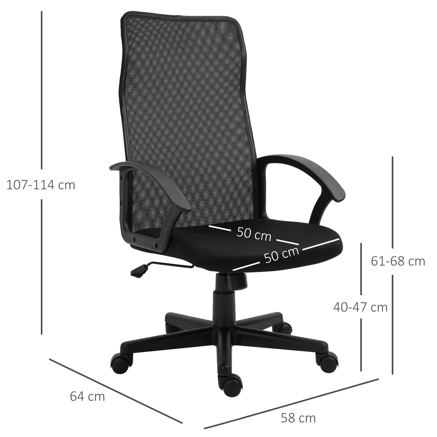 Vinsetto Plastic High Back Home Office Chair Black