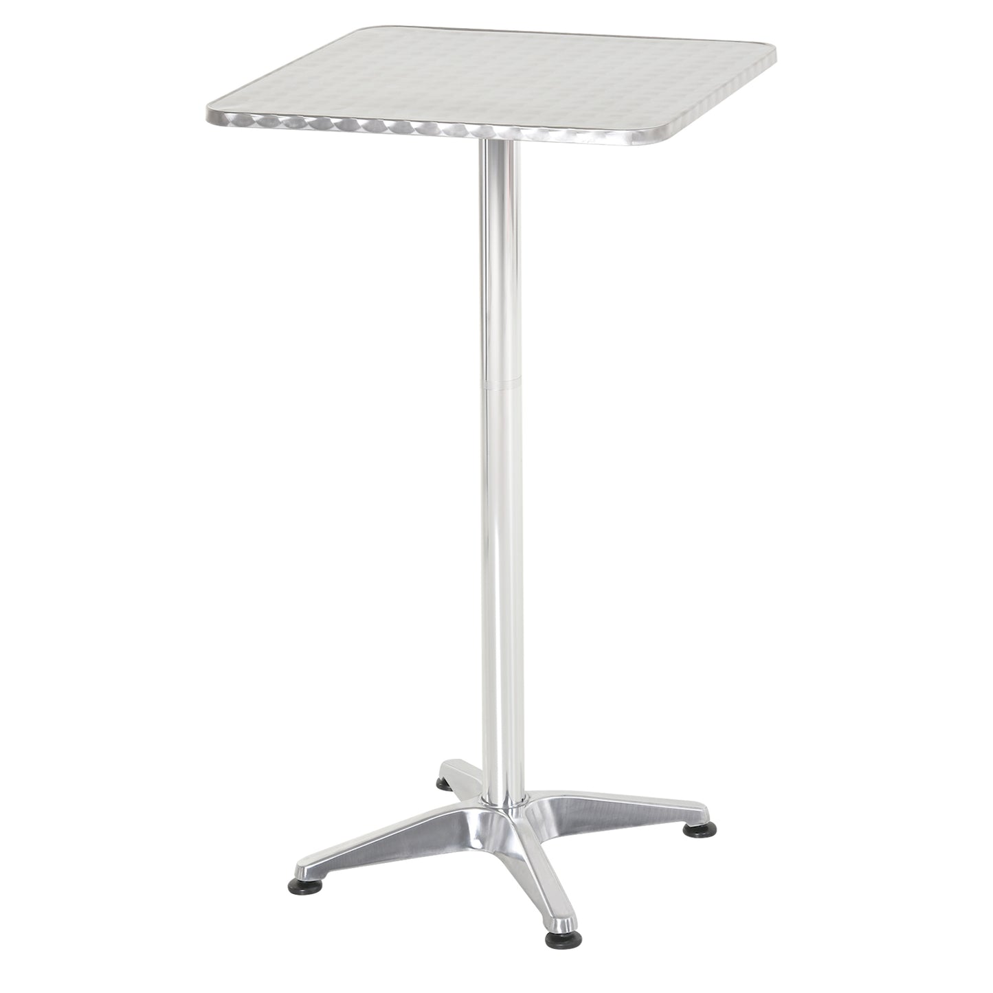 HOMCOM Height Adjustable Bistro Table Pub Bar Square Table Stainless Steel Top Aluminium Edge 60 x 60cm