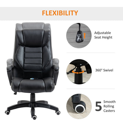 Vinsetto High Back Executive Office Chair 6- Point Vibration Massage Extra Padded Swivel Ergonomic Tilt Desk Seat, Black