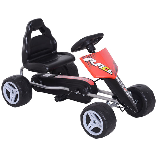 HOMCOM Kids Pedal Go Kart Ride-on, 80Lx49Wx50Hcm-Red/Black