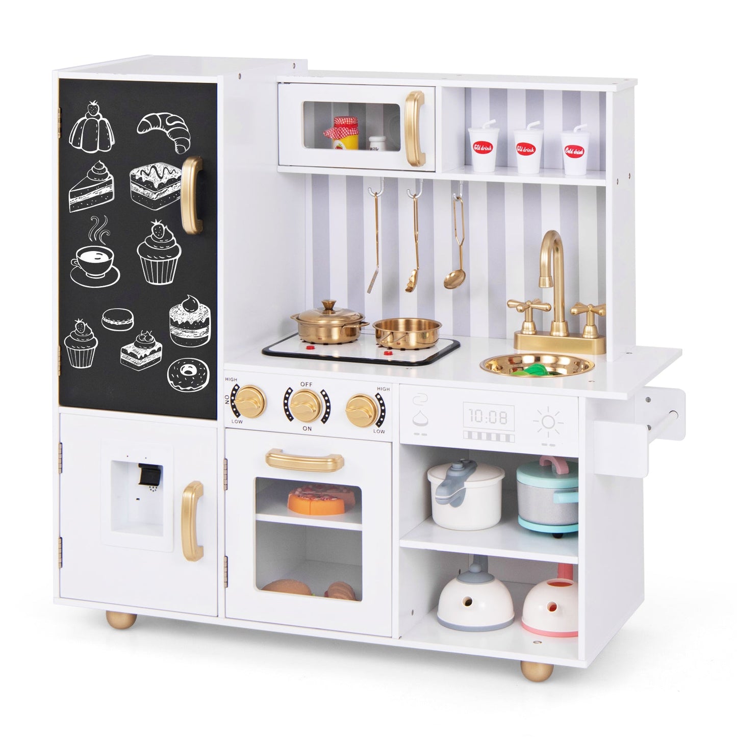 Pretend Play Kitchen for Kids with Utensils Aged 3+-White