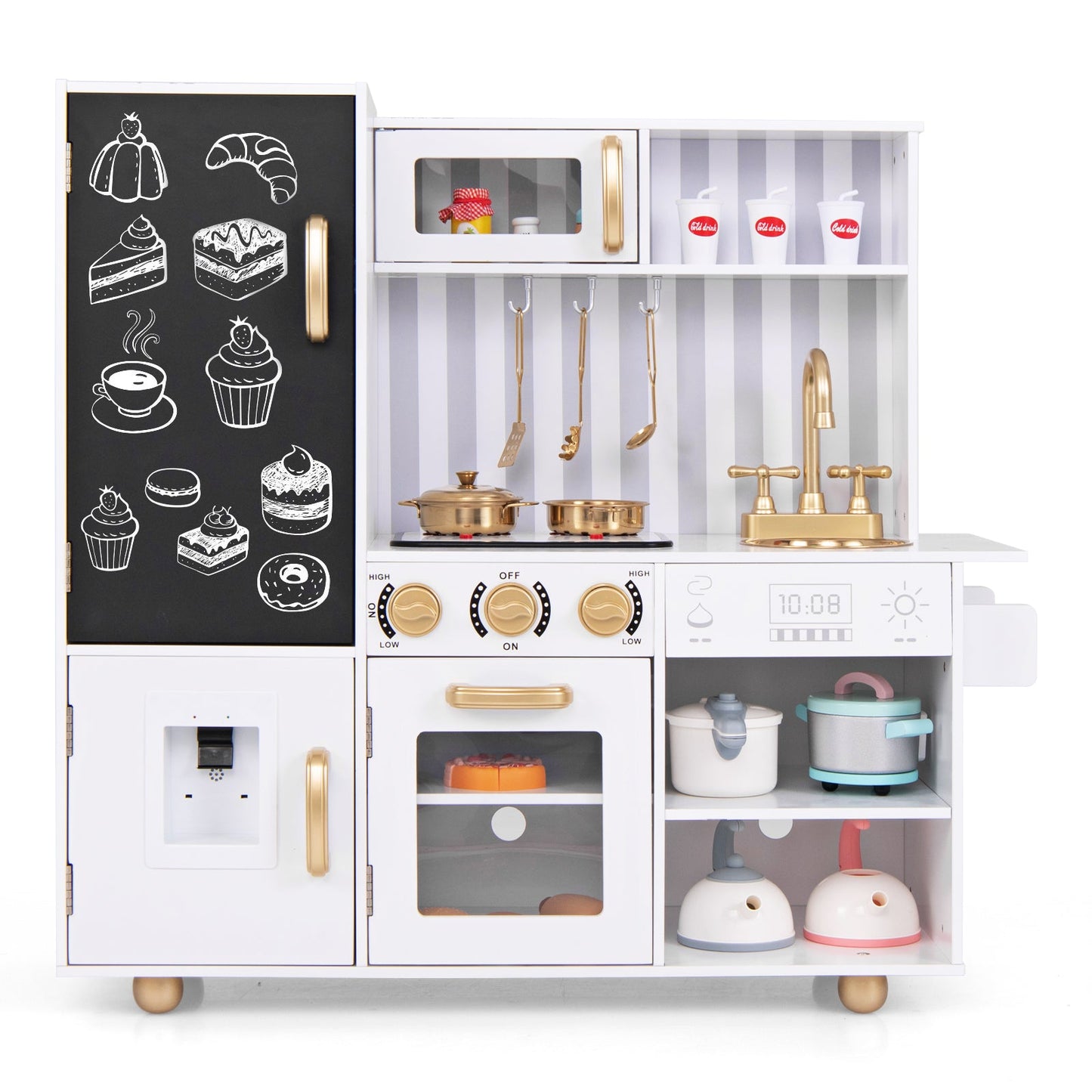 Pretend Play Kitchen for Kids with Utensils Aged 3+-White