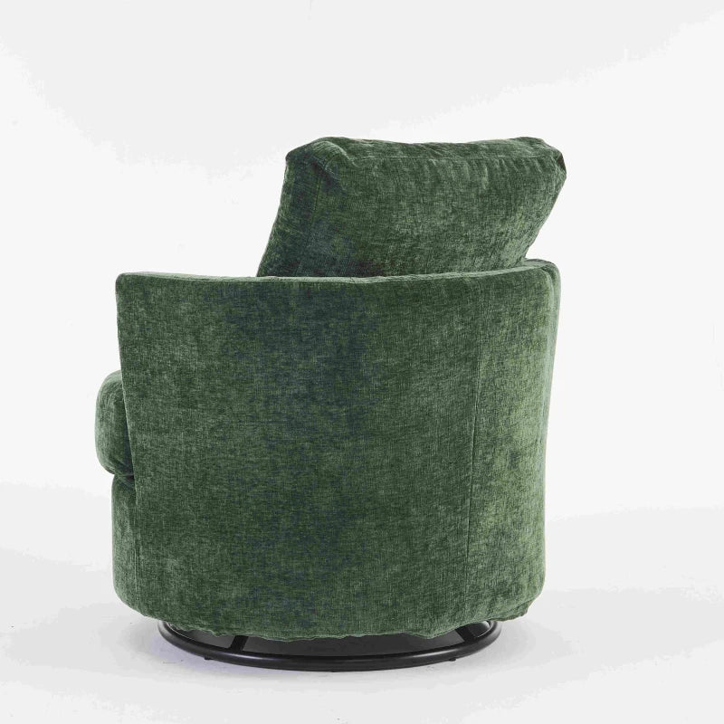 Chenille Swivel Office Chair with Back Cushion, Foam Padding, Wooden Frame, 360° Rotation, 78.5x83x86 cm, Green