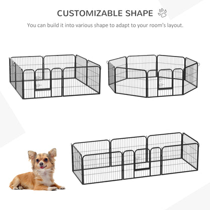 Pawhut Heavy Duty Dog pen 8 Panel Pet Puppy PlayPen Rabbit Hutch Run indoor outdoor Black, 80 x 60 cm