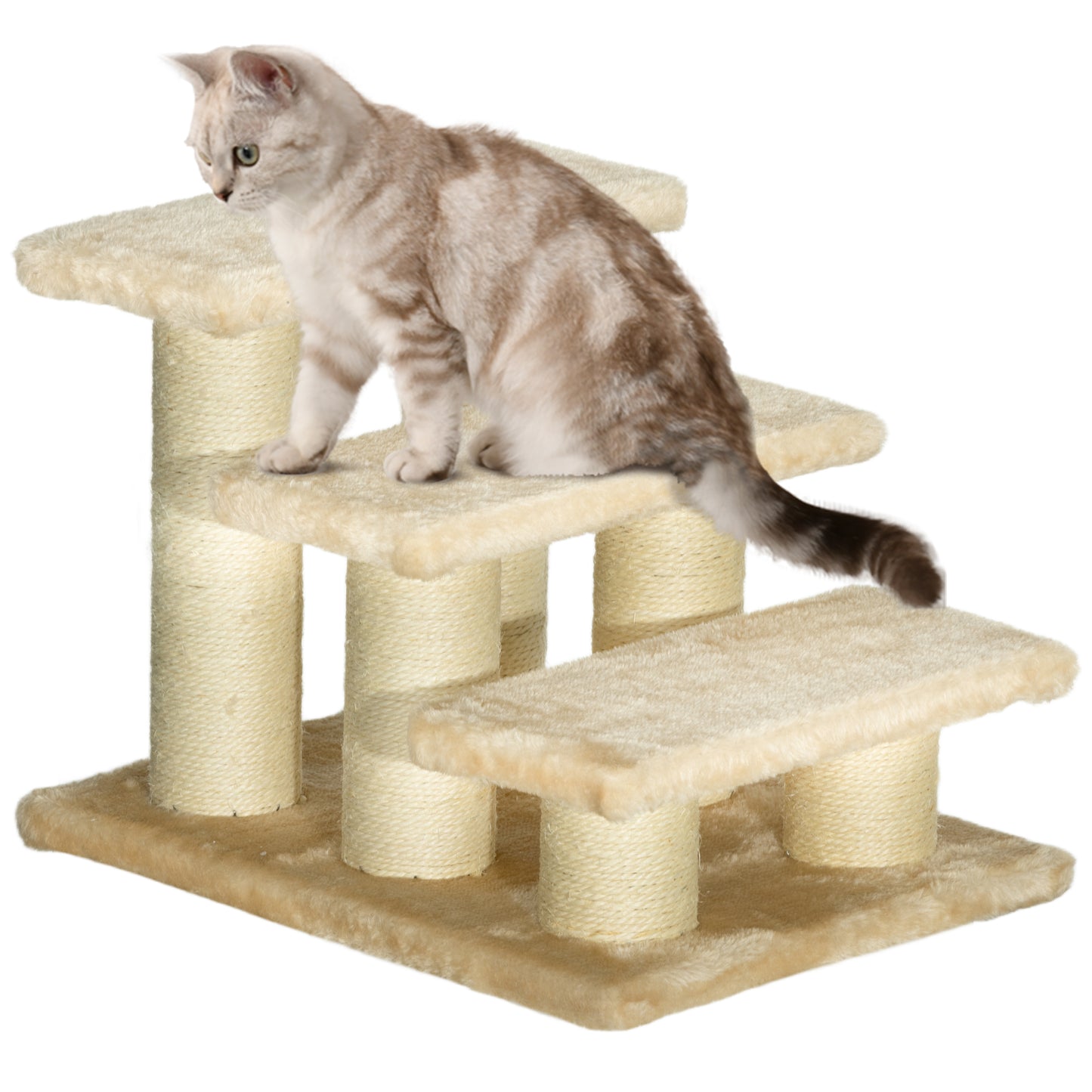 PawHut Pet Stairs 3-step Pet Ladder Cat dog Stairs Climb Ladder Cat Tree