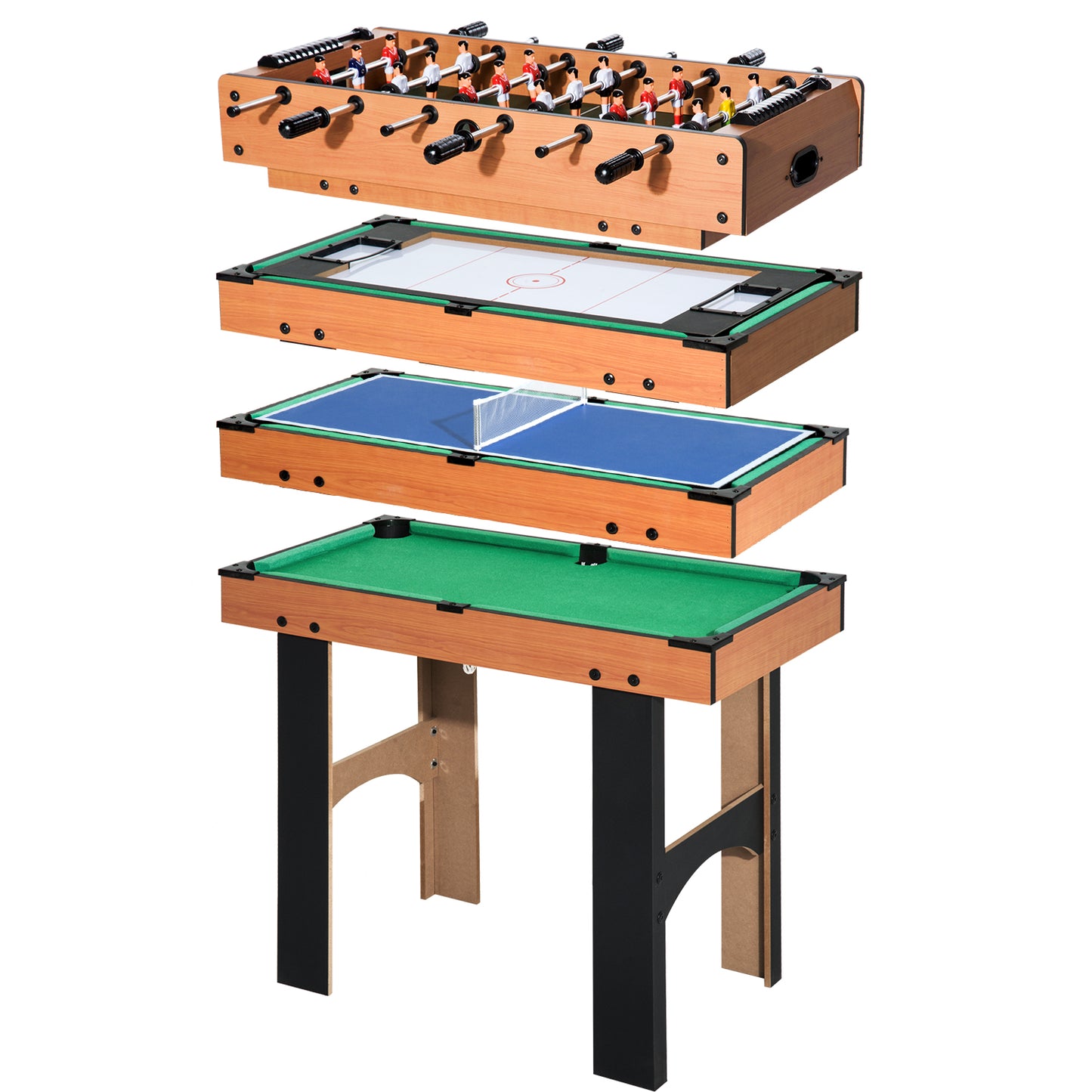 HOMCOM 4 in 1 Multi Game Table Hockey Foosball Mini Billiards Pool Table Set 2 Types