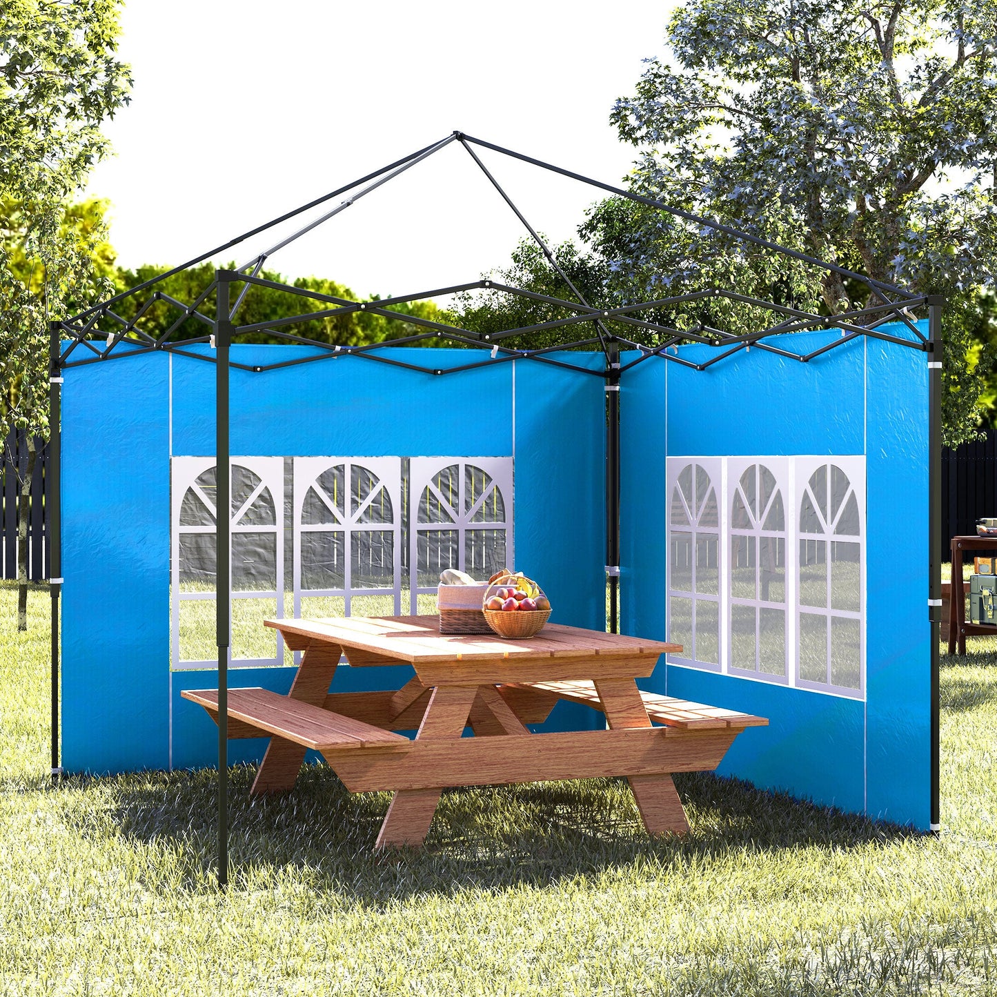 Outsunny Set of Two 3 x 3(m) Gazebo Frame Replacement Walls - Blue