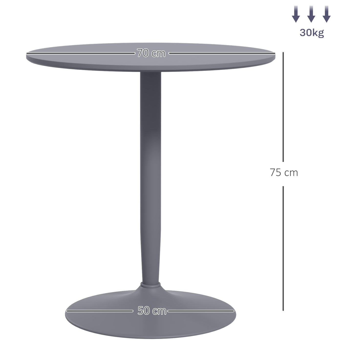 HOMCOM 75H x √é¬¶70cm Two-Person Minimalistic Dining Table - Grey