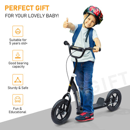 HOMCOM Teen Push Scooter Kids Children Stunt Scooter Bike Bicycle Ride On 12" EVA Tyres (Black)