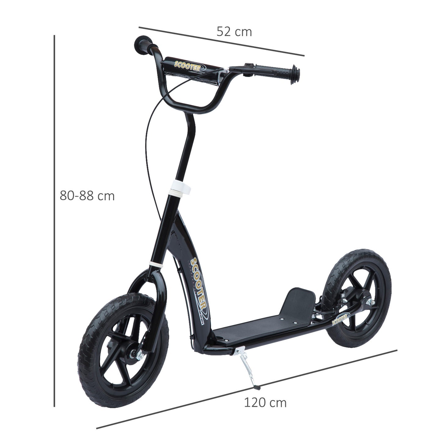 HOMCOM Teen Push Scooter Kids Children Stunt Scooter Bike Bicycle Ride On 12" EVA Tyres (Black)