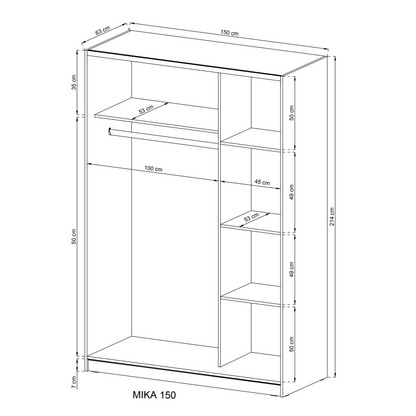 Mika 03 Sliding Door Wardrobe 150cm