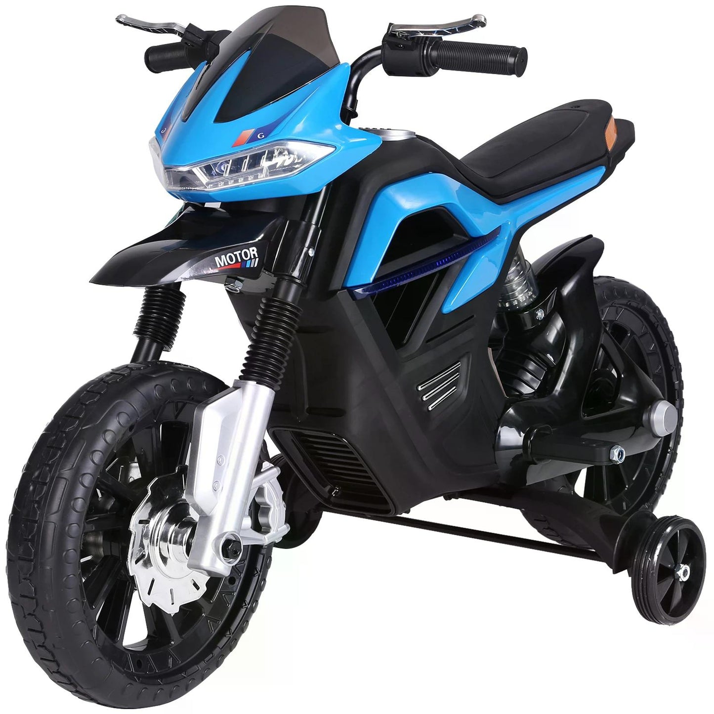 HOMCOM Kids Electric Motorbike 6V Ride On Battery Powered Motorcycle w/ Lights Music Forward Brake for 3-8 Years Old Blue