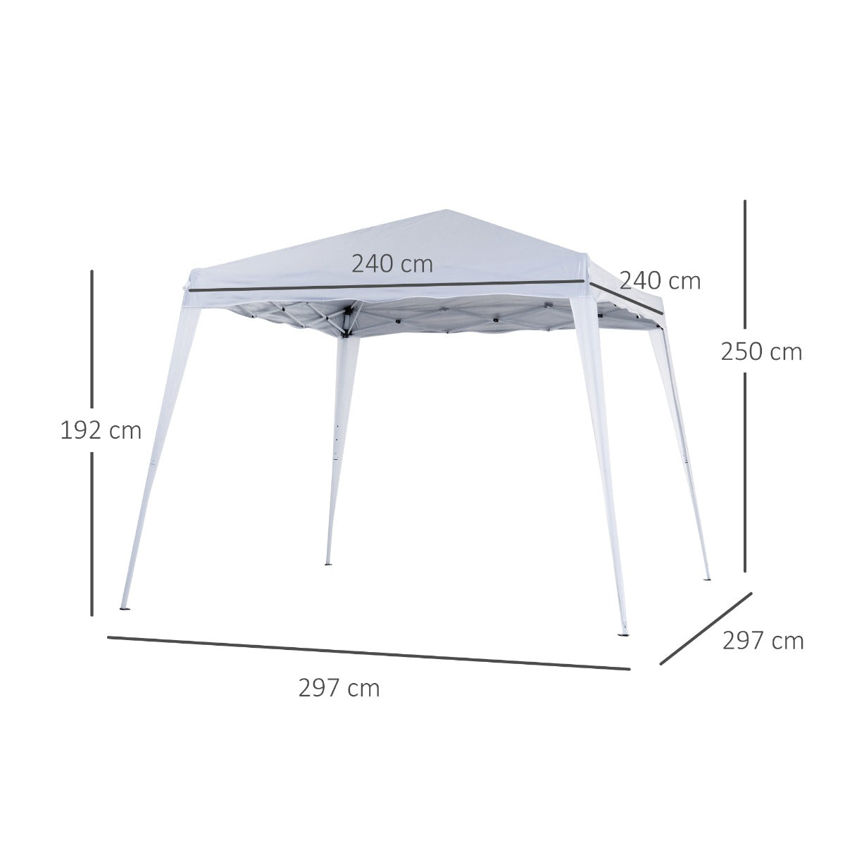 Outsunny Slant Leg Pop Up Gazebo with Carry Bag, Height Adjustable Party Tent Instant Event Shelter for Garden, Patio, 3 M√É‚Äî 3 M Base/ 2.5 M√É‚Äî 2.5 M Top, White