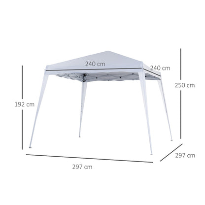 Outsunny Slant Leg Pop Up Gazebo with Carry Bag, Height Adjustable Party Tent Instant Event Shelter for Garden, Patio, 3 M√É‚Äî 3 M Base/ 2.5 M√É‚Äî 2.5 M Top, White