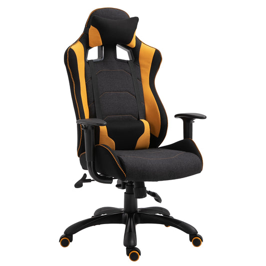 Vinsetto Polyester Ergonomic Gaming Chair w/ Adjustable Pillow Orange