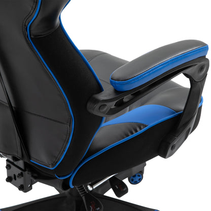 Vinsetto Faux Leather Reclining Gaming Chair, with Footrest - Blue/Black