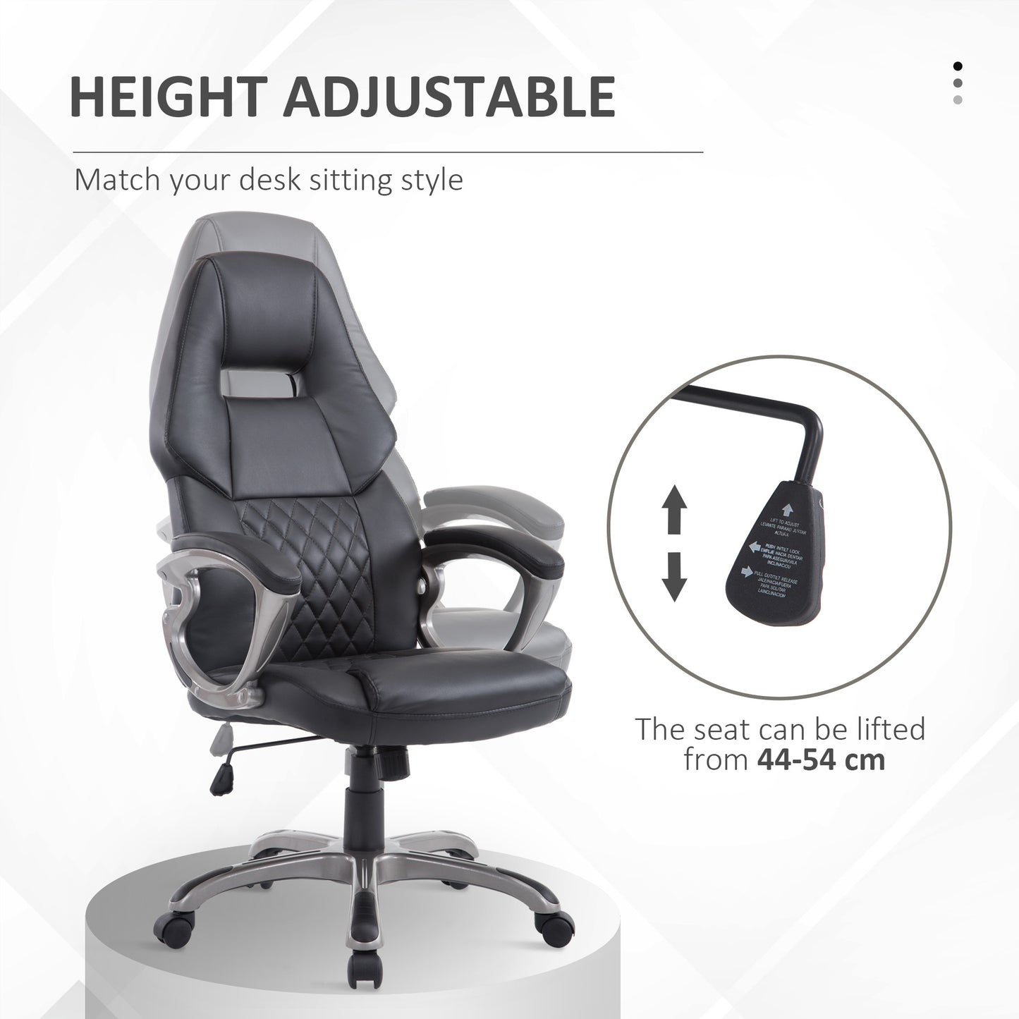 HOMCOM Racing Gaming Sports Chair Swivel Desk Chair Executive Leather Office Chair Computer PC chairs Height Adjustable Armchair