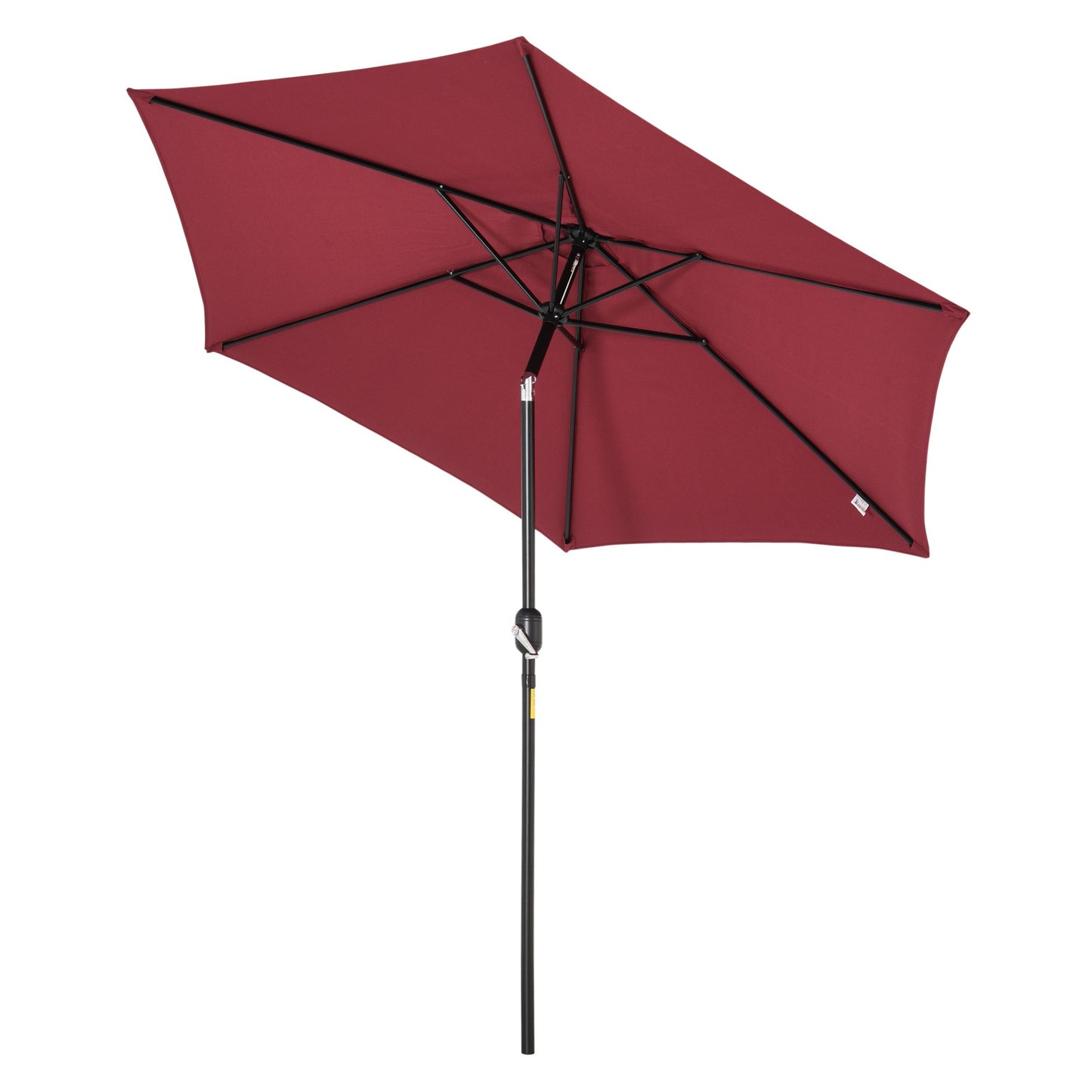 Outsunny 2.7M Garden Parasol Umbrella with Tilt and Crank, Outdoor Sun Parasol Sunshade Shelter with Aluminium Frame, Wine Red